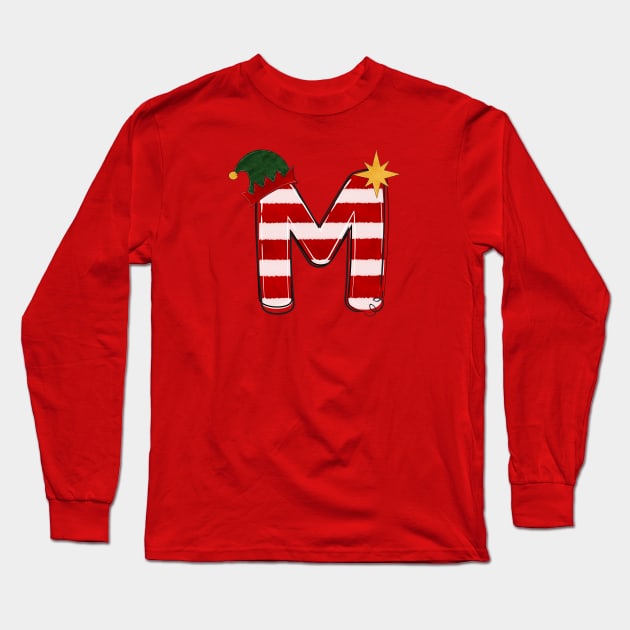 Letter M (Christmas Alphabet) Long Sleeve T-Shirt by Pop Cult Store